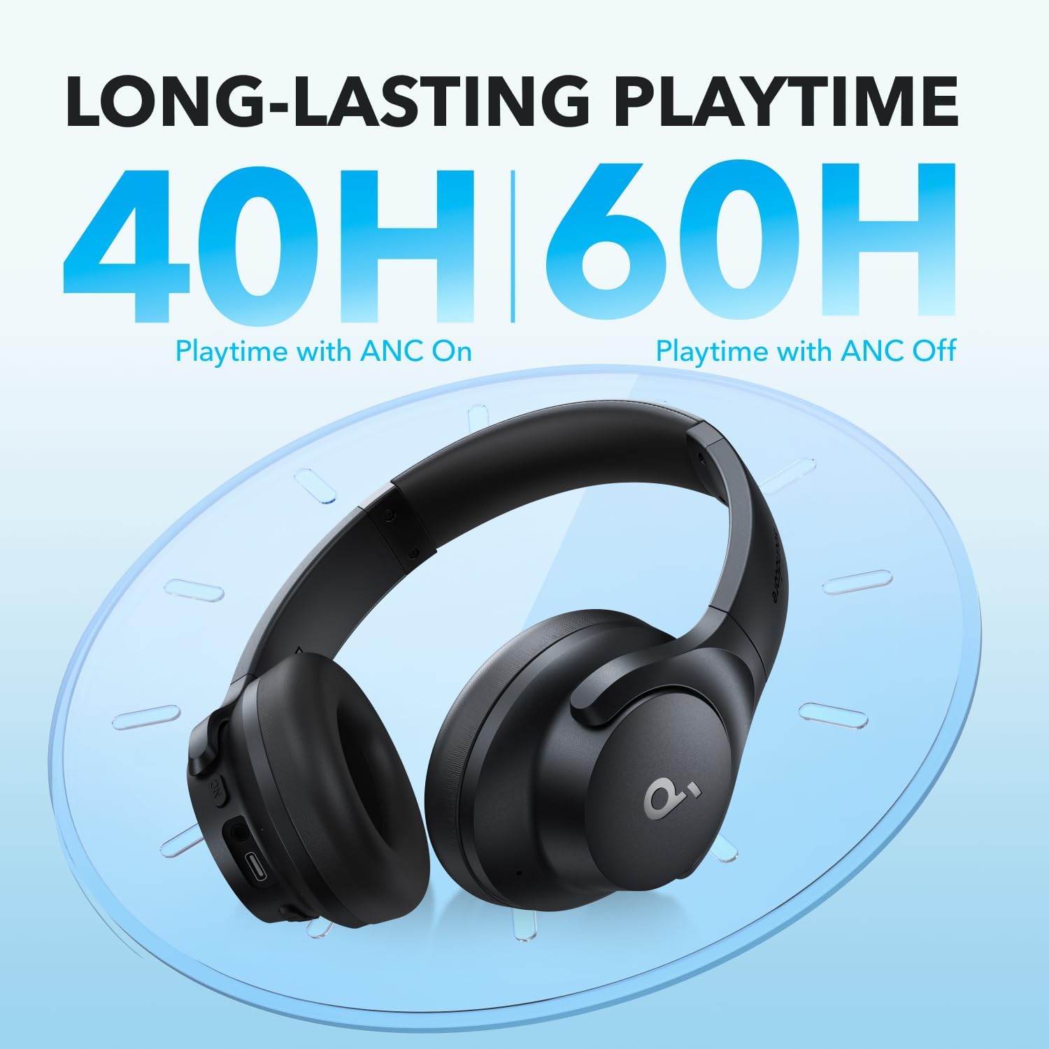 soundcore by Anker Q20i Hybrid Active Noise Cancelling Foldable Headphones, Wireless Over-Ear Bluetooth, 40H Long ANC Playtime, Hi-Res Audio, Big Bass, Customize via an App, Transparency Mode-4