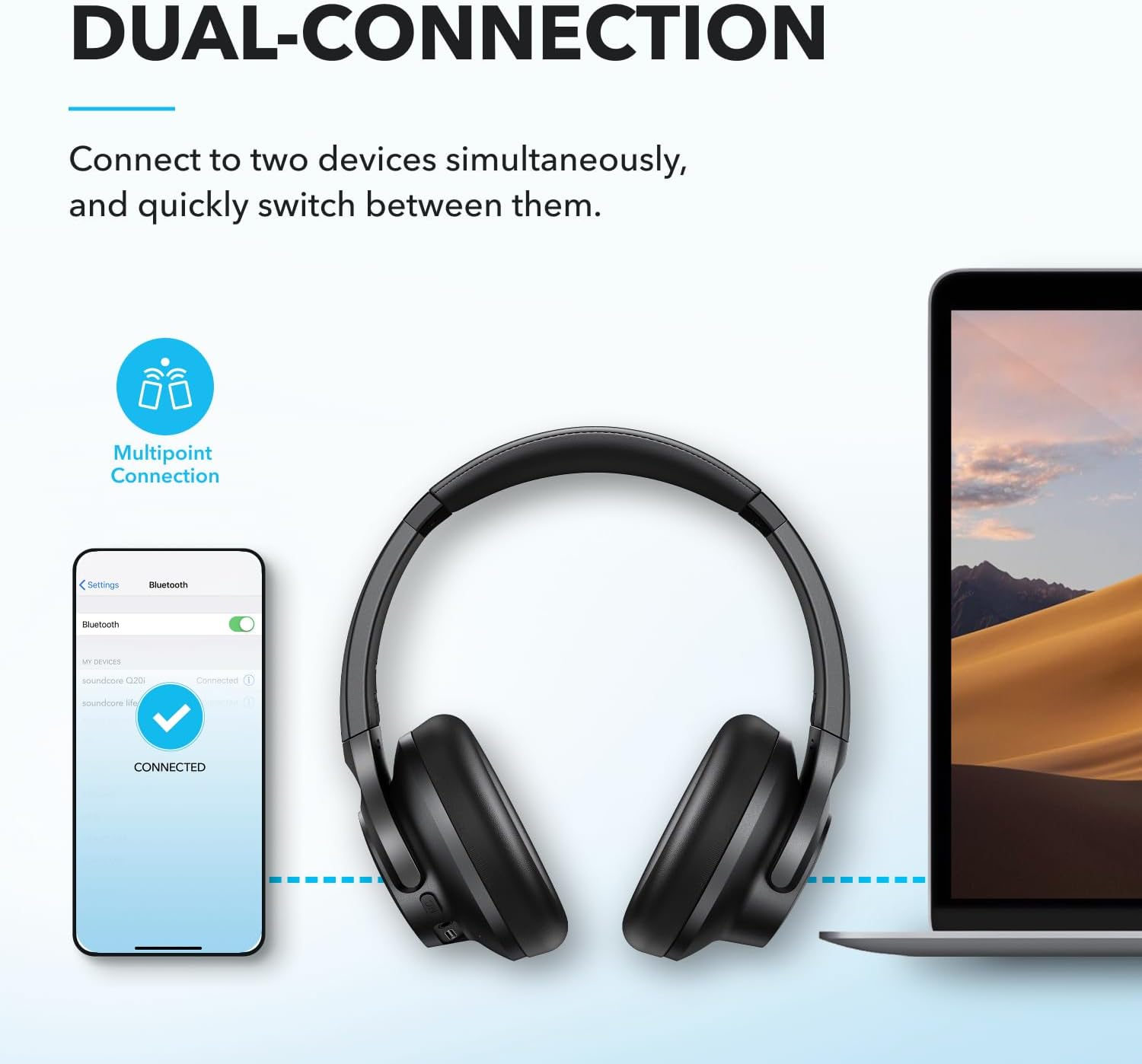 soundcore by Anker Q20i Hybrid Active Noise Cancelling Foldable Headphones, Wireless Over-Ear Bluetooth, 40H Long ANC Playtime, Hi-Res Audio, Big Bass, Customize via an App, Transparency Mode-6