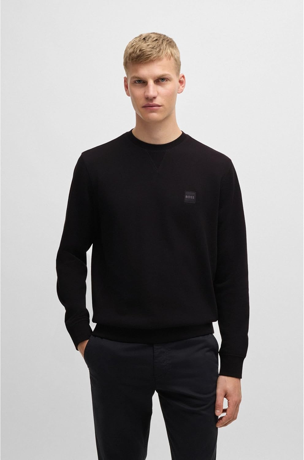 BOSS Mens Westart Cotton-terry relaxed-fit sweatshirt with logo patch-2