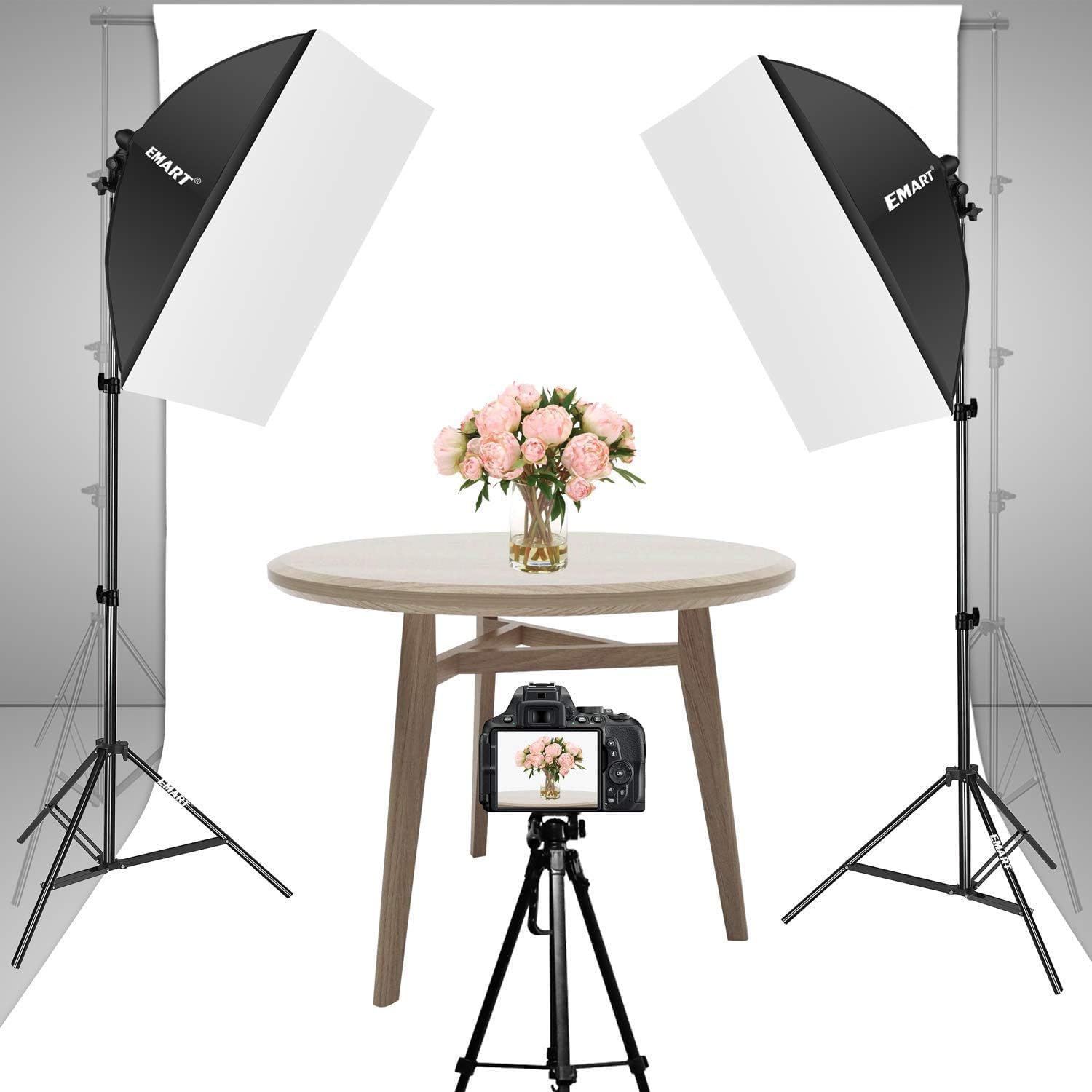 EMART Dimmable LED Softbox Lighting Kit, Continuous Lighting Soft Box Lights Set,Home Studio Product Photo Photography Light Kit for YouTube Video Recording, Photoshoot,Podcast, Live Streaming, Black-6