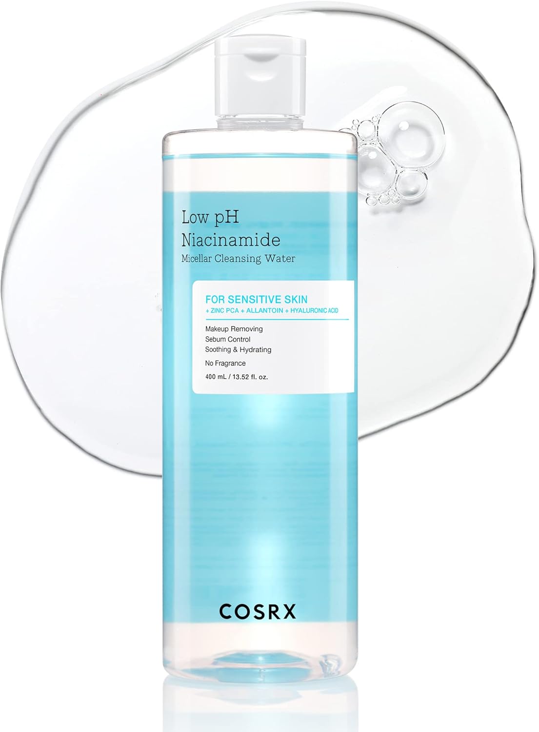 COSRX Low pH Niacinamide Micellar Cleansing Water 13.52fl.oz/400ml, Daily Mild Facial Cleansing Wash for Sensitive Skin, Sebum Control, Paraben Free, Korean Skincare-0