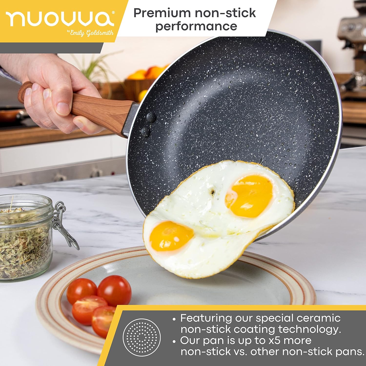 Non Stick Pots and Pans Set – Induction Hob Pots Set – 5pcs Kitchen Cookware with Lids – Cooking Marble Saucepan Pots and Frying Pans – by Nuovva-4