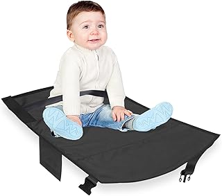 WISEPRO Airplane Footrest for Kids, Airplane Bed for Toddlers, Toddler Airplane Seat Extender, Kids Airplane Hammock, Toddlers Airplane Travel Accessories, for Kids Rest Legs and Lie Down (Black)