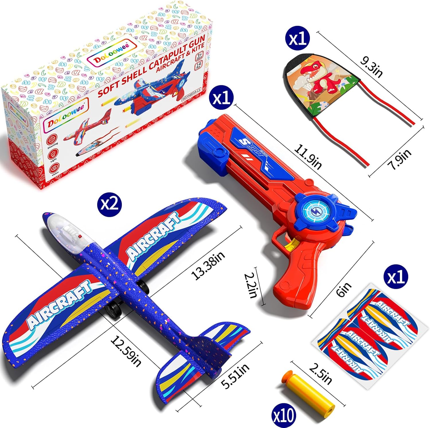 Doloowee 4 IN 1 Airplane Launcher Toys, LED Foam Glider Airplane Catapult, 2 Flight Modes, Outdoor Sports Flying Toys 3-12 Years Old Boys Girls Birthday Gifts-6