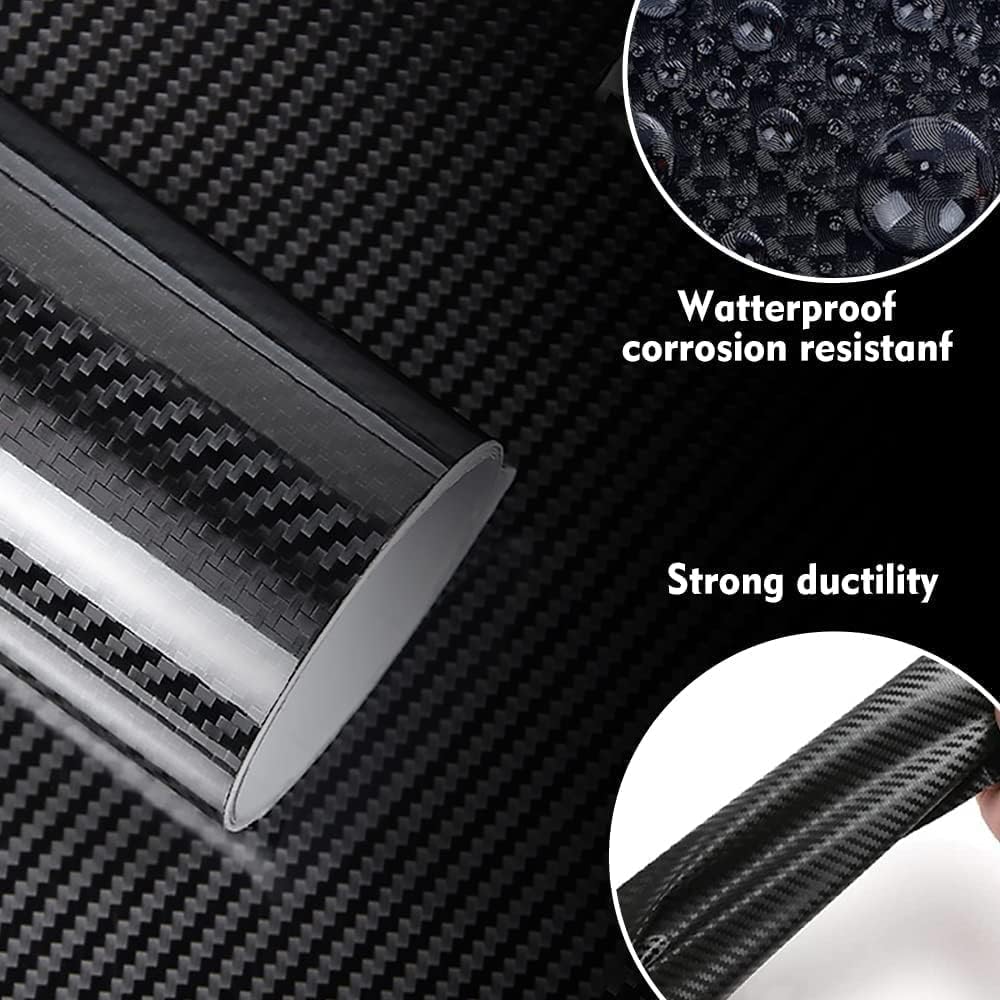 Arespark 6D Carbon Fiber Vinyl Self Adhesive Film, Waterproof Wrap Roll Without Bubble, Adapted to The Appearance and The Interior of Motorcycles, Computers, Cars (6D Black with Tool, 30cm x 150cm)-1