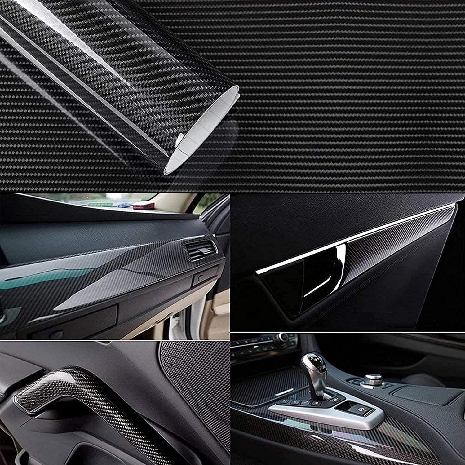 Arespark 6D Carbon Fiber Vinyl Self Adhesive Film, Waterproof Wrap Roll Without Bubble, Adapted to The Appearance and The Interior of Motorcycles, Computers, Cars (6D Black with Tool, 30cm x 150cm)-7