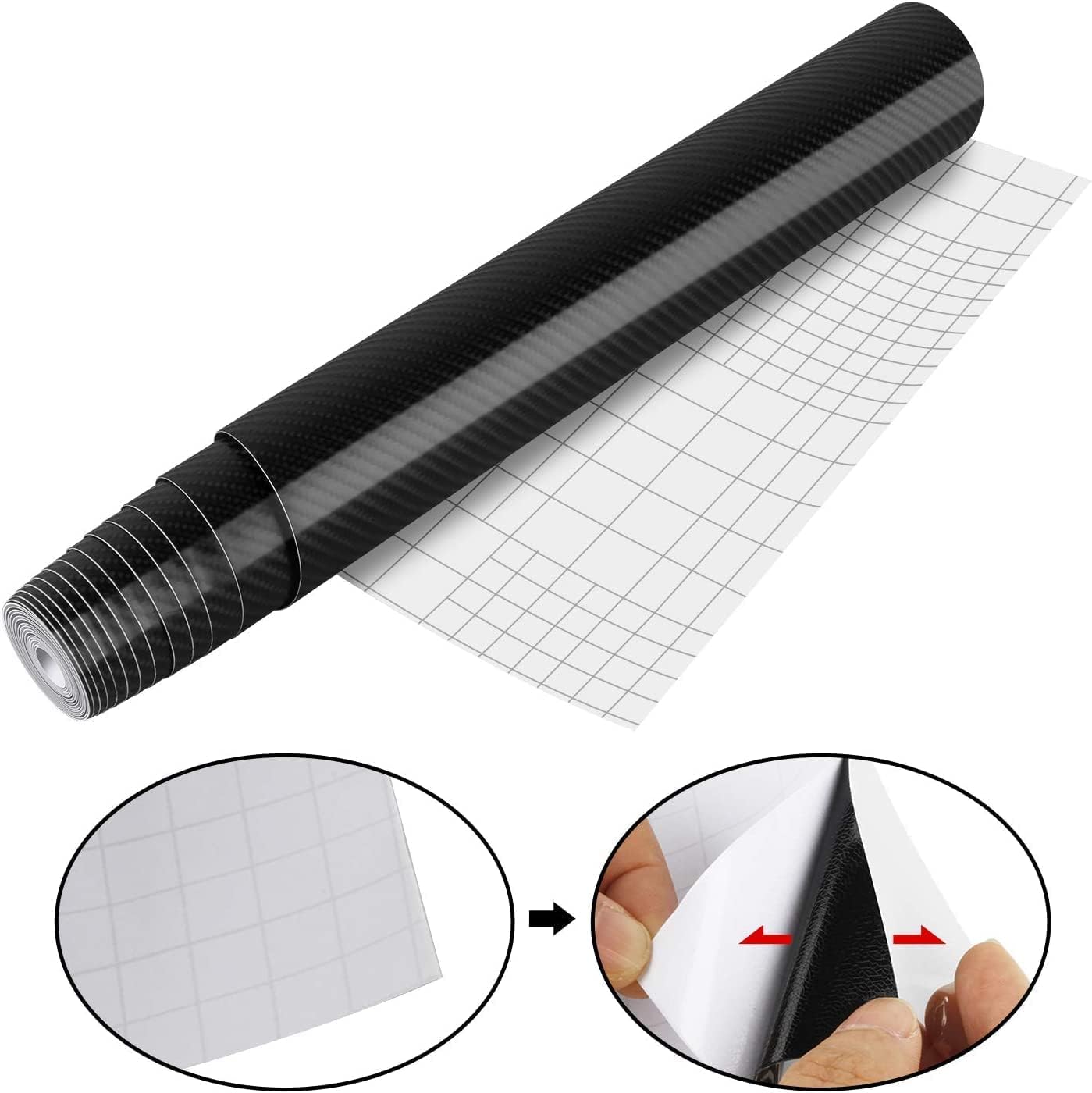 Arespark 6D Carbon Fiber Vinyl Self Adhesive Film, Waterproof Wrap Roll Without Bubble, Adapted to The Appearance and The Interior of Motorcycles, Computers, Cars (6D Black with Tool, 30cm x 150cm)-8