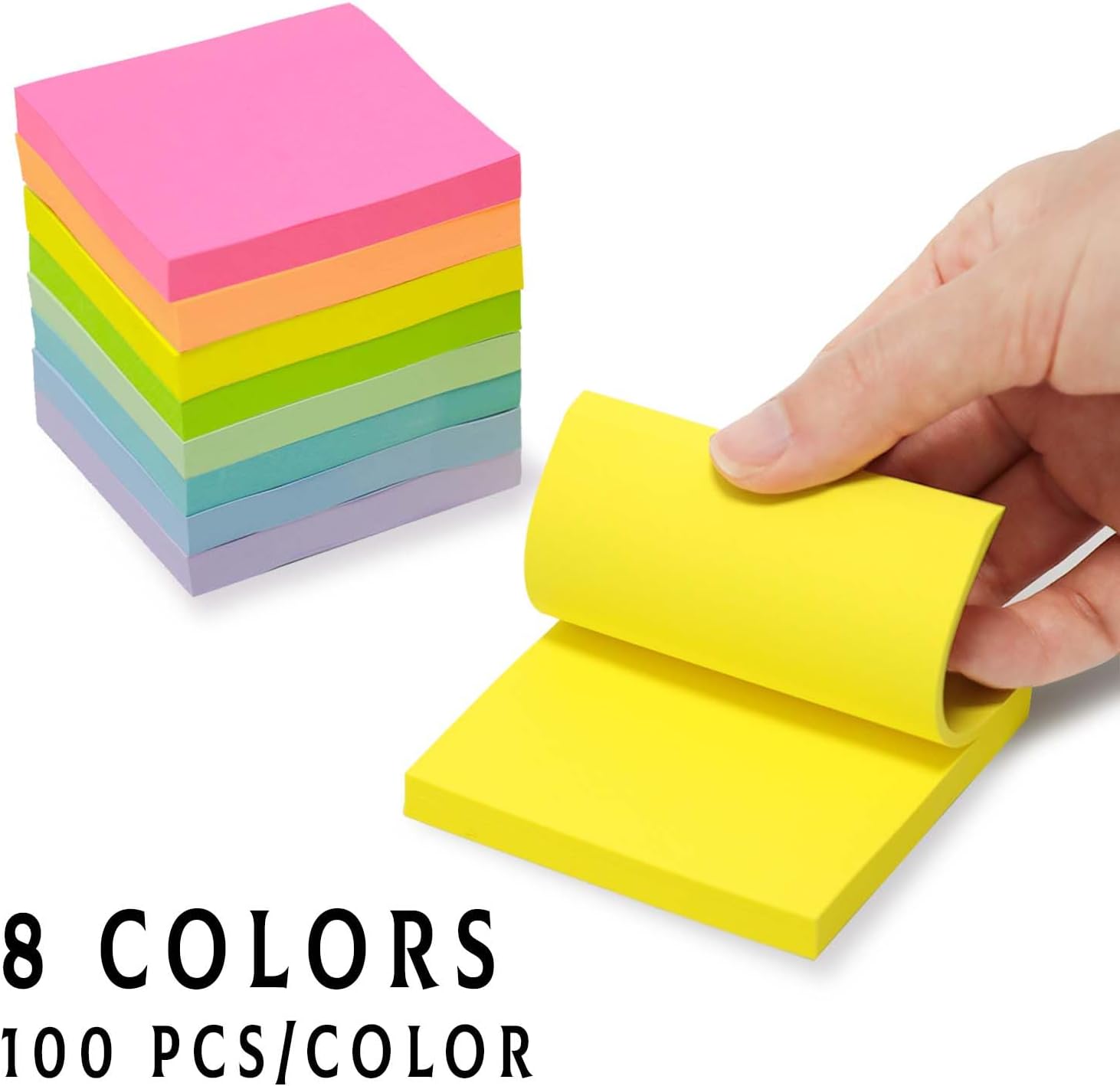 AiTodos® 800pcs Sticky Notes 76x76, Sticky Notes for Writing, Easy to Write on, Restickable, for School, Home, Office-1