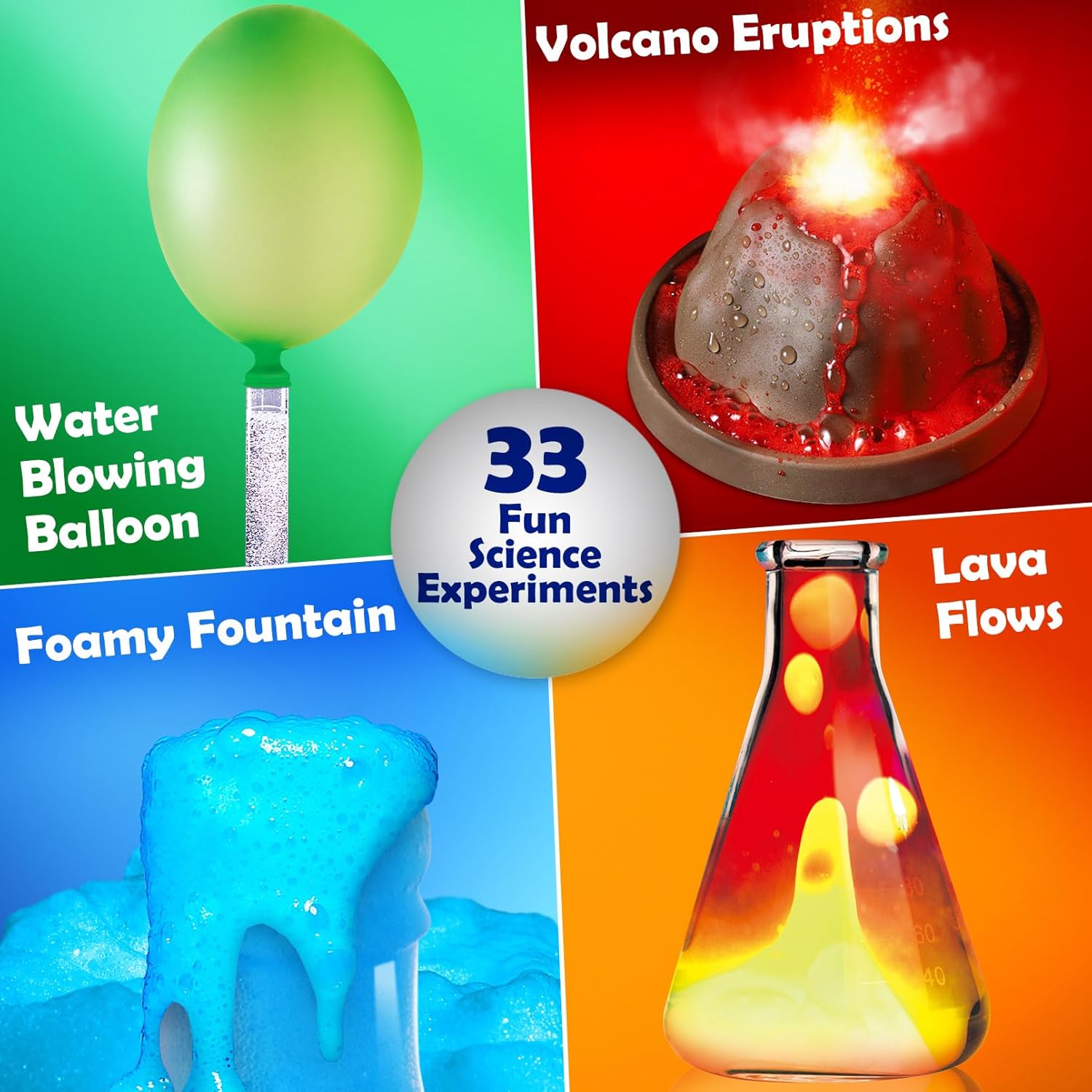 UNGLINGA 33 Experiments Science Kit for Kids, Science Project STEM Learning Educational Toys Gifts for Boys Girls, Chemistry Set, Volcano Erupting-2