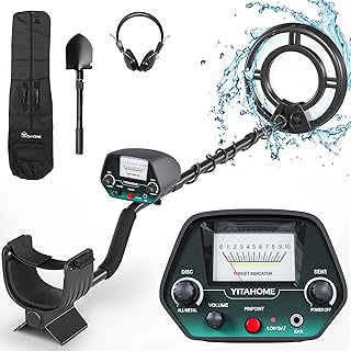 YITAHOME Metal Detector Pinpoint Upgrade Set, Adjustable Frame Waterproof, User-Friendly Multifunctional Panel, 3 Modes Adjustable Sensitivity High Accuracy DSP Chip with Headphones Shovel Storage Bag