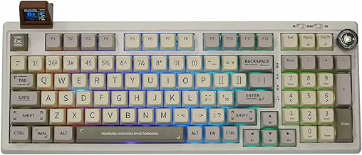 EPOMAKER RT100 97 Keys Gasket BT5.0/2.4G/USB-C Mechanical Gaming Keyboard with Customizable Display Screen, Knob, Hot Swappable Socket, 5000mAh Battery for Win/Mac (Wisteria Linear Switch, RT100)