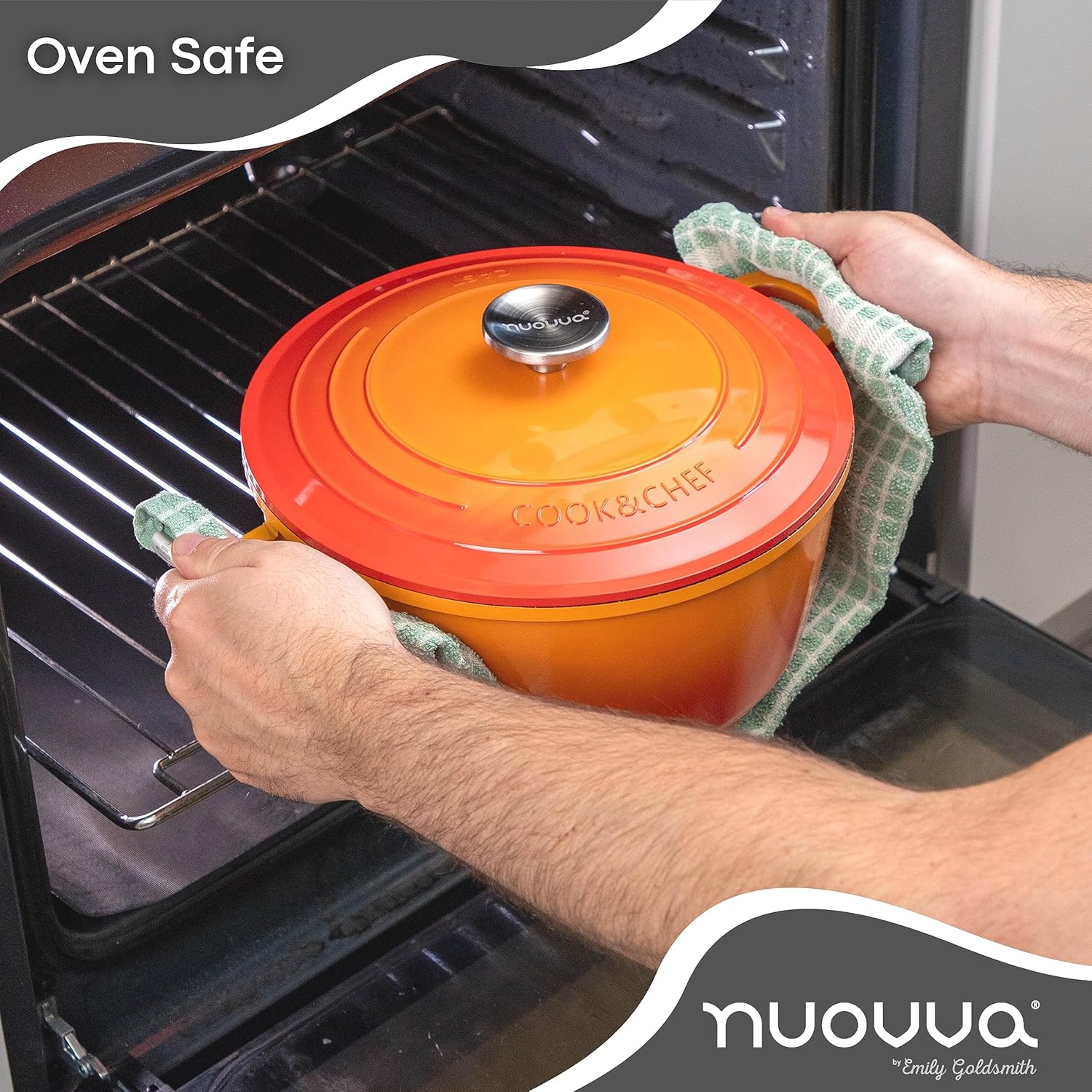 Casserole Dishes with Lid Oven Proof – Non Stick Deep Dutch Oven – Induction Cooking Pot – Oven Safe Aluminium Stockpot – 4L, 24cm, Orange – by Nuovva-4