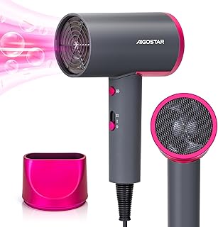 Aigostar Ionic Hair Dryer 2200W Negative Ion Hairdryer with 2 Heat&Speed Settings, Cool Shot Button, Portable Quick Drying Blow Dryer with Concentrator, Lightweight - Dora