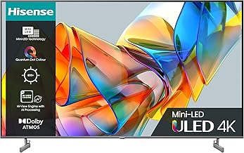 Hisense 65 Inch ULED Mini-LED TV 65U6KQTUK - Quantum Dot Colour, Dolby Vision IQ, VIDAA Smart TV, and Youtube, Freeview Play, Netflix and Disney+ (2023 Model)