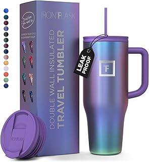 1.2L Insulated Tumbler with Straw Lid and Handle - Cold 20hrs & Hot 5hrs Drinks - Double-Walled Stainless Steel Leakproof Travel Mug - Cupholder Friendly Thermal Cup Coffee Flask