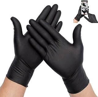 K-MART 100pack Professional Nitrile Powder Free Multi-Purpose Gloves, Disposable, Extra Strong - Black (100, Large)