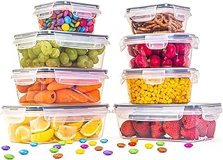 nuovva Airtight Food Storage Containers Set – Plastic Food Containers with Lids – Leak Proof Pantry & Kitchen Containers – Meal Prep Sets with Lids – 16pcs (8 Containers + 8 Lids)