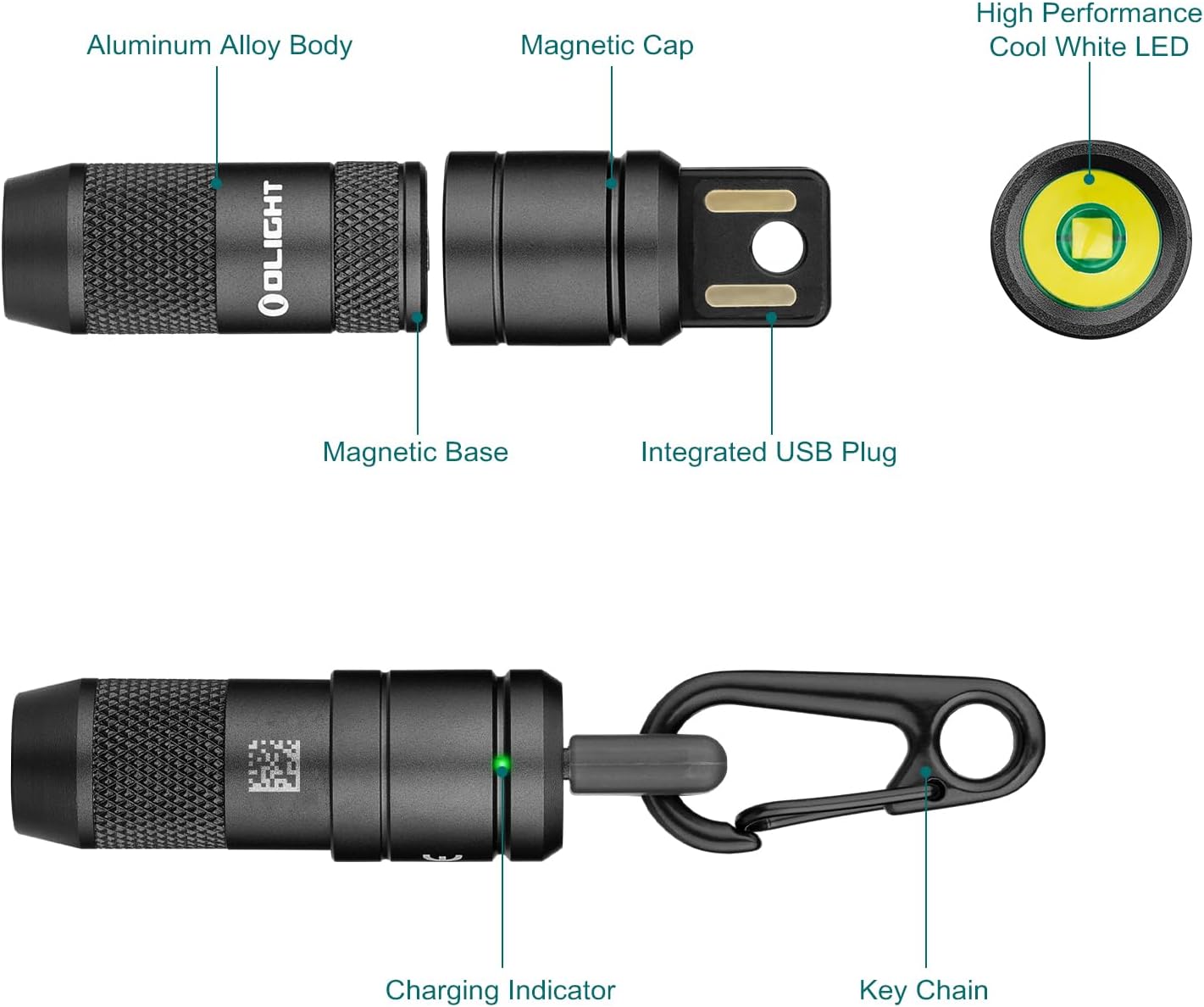 OLIGHT IMINI 2 Keychain Light 50 Lumens EDC Rechargeable Torch, Magnetic Base Light with Integrated USB Plug, High Performance LED Flashlight, Compact and Portable Mini Torch for Daily Carry(Black)-2