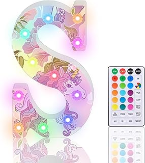 Light Up Letters, Glitter LED Letter Lights 18 Color Changing Diamond Alphabet Sign Night Light with Remote Control for Girls Gifts Birthday Bar Wedding Party Christmas Valentine Wall Table Decor - S