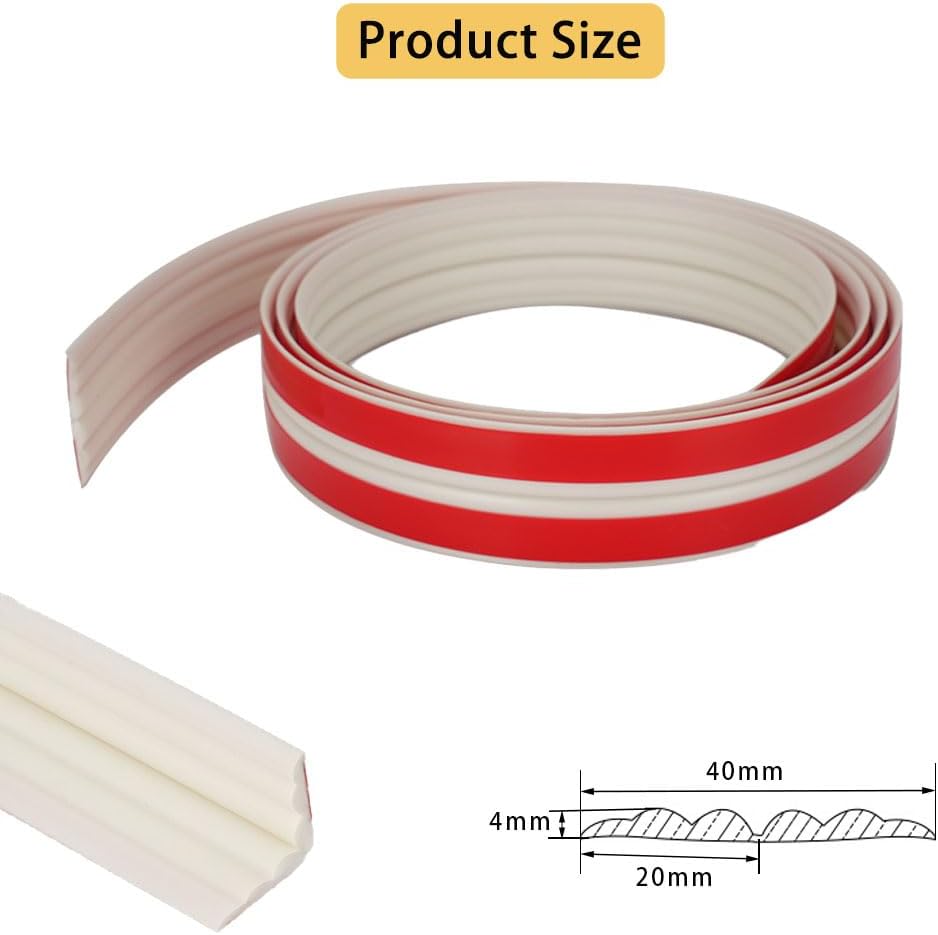 2M PVC Edging Trim for Tile Floor Bathroom Door Frame Countertops,Self Adhesive Inside & Outside Corner Strip,Floor Transition Strip,Caulk Molding Trim,Furniture Protector Guards,40mm-1