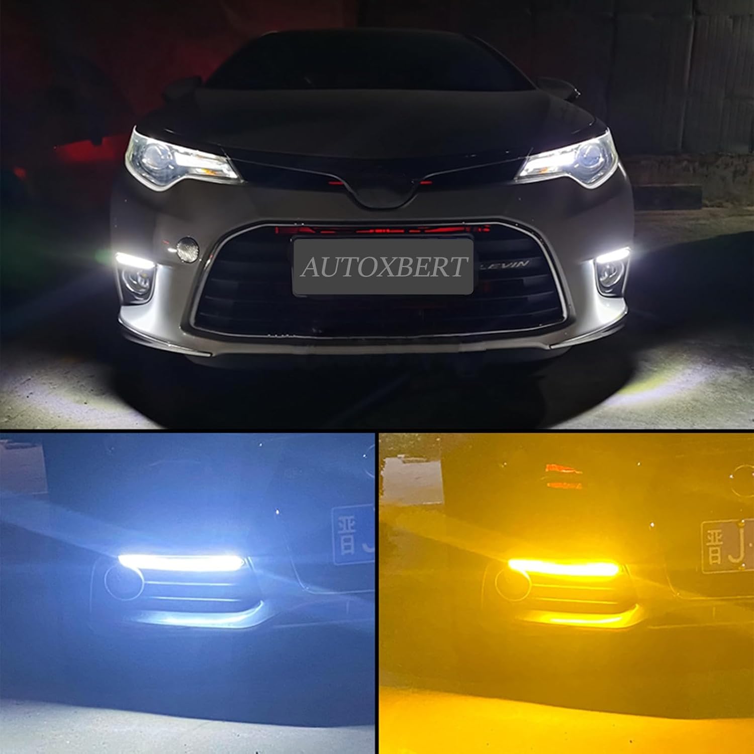 AUTOXBERT Car LED Turn Signal Lights, Universal Pair of DRL Front Bumper Daytime Running Lamp Strip White Yellow Light Color Waterproof(15.5CM)-5