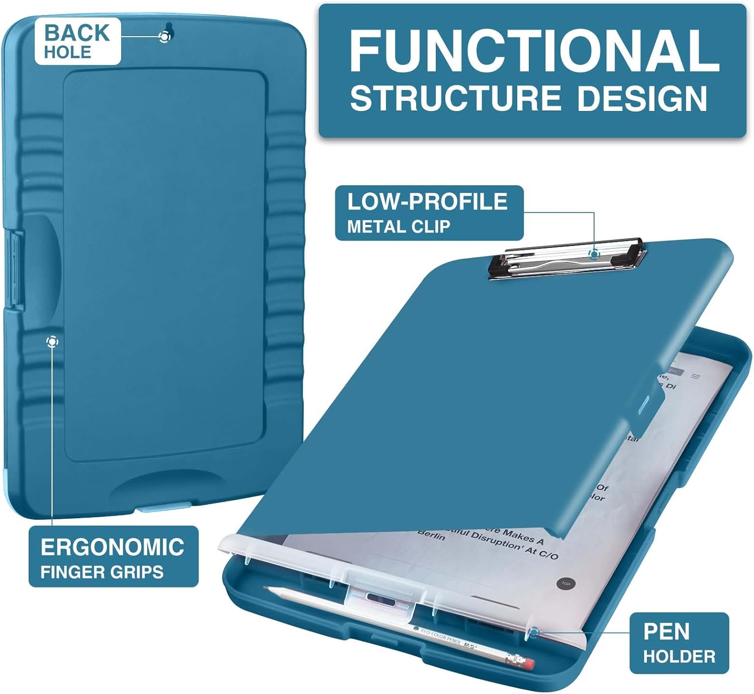 Sooez Clip Boards 8.5x11 with Storage, High Capacity Storage Clipboard, Nursing Clipboard Folder with Pen Holder, Heavy Duty Plastic Clipboard with Low Profile Clip, Clipboard Binder for Teacher, Work-1