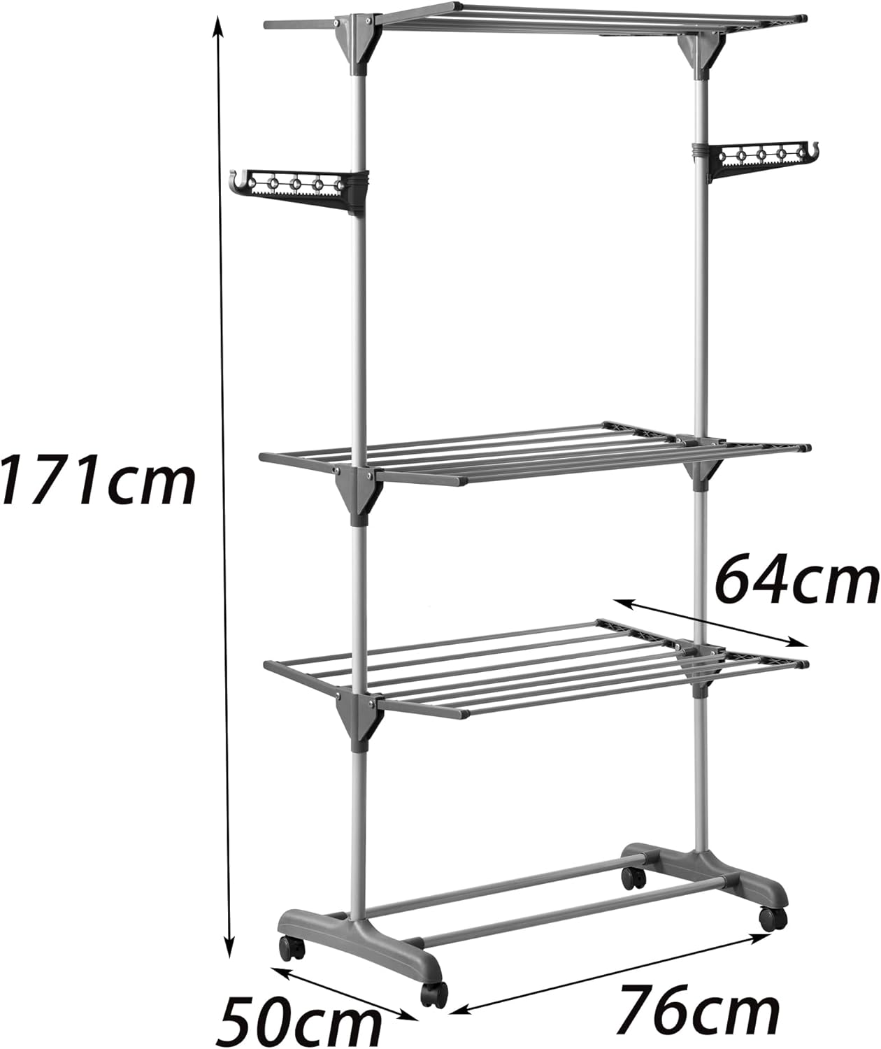 Vivo Technologies Clothes Drying Rack 4-Tier Folding Clothes Airer,Metal Laundry Drying Rack Collapsible Clothes Rack,Expandable Clothes Drying Rack Dryer Hanger Rack Grey-5