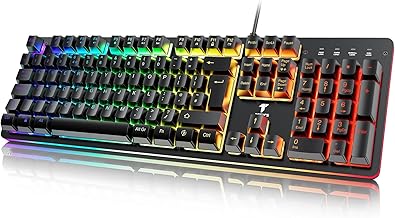 TECURS Gaming Keyboard Wired, RGB Backlit, Customizable Actuation, Anti Ghosting Silent Keyboard, 105 Keys Full Size Ergonomic Waterproof Keyboard for PC Gamers, QWERTY Layout