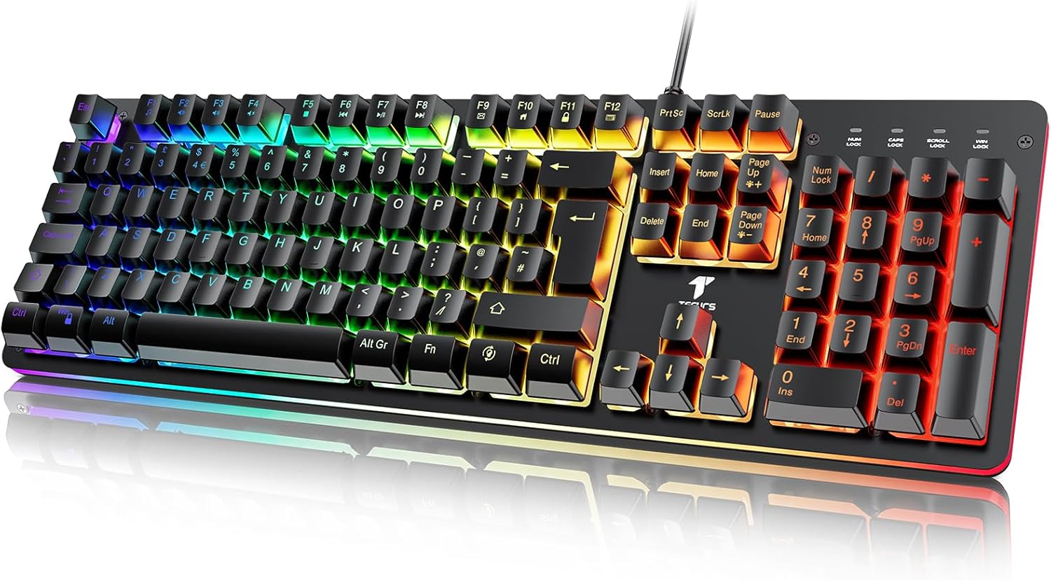 TECURS Gaming Keyboard Wired, RGB Backlit, Customizable Actuation, Anti Ghosting Silent Keyboard, 105 Keys Full Size Ergonomic Waterproof Keyboard for PC Gamers, QWERTY Layout-0