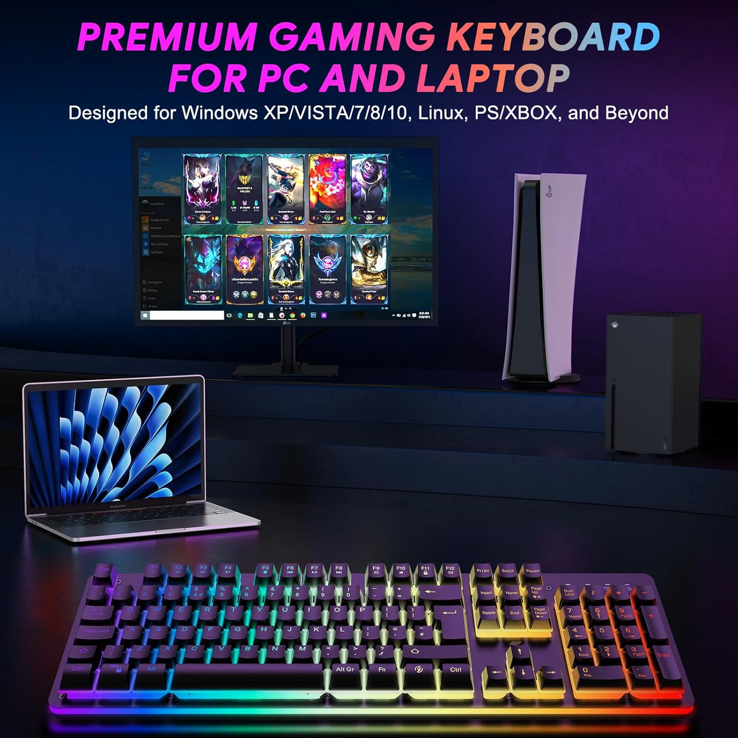 TECURS Gaming Keyboard Wired, RGB Backlit, Customizable Actuation, Anti Ghosting Silent Keyboard, 105 Keys Full Size Ergonomic Waterproof Keyboard for PC Gamers, QWERTY Layout-5