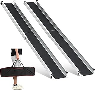 2PCS Telescopic Wheelchair Ramps 4FT, gardhom Portable Adjustable Ramps for Mobility Scooters 272KG Loading Capacity for Home Front Door Stair Steps