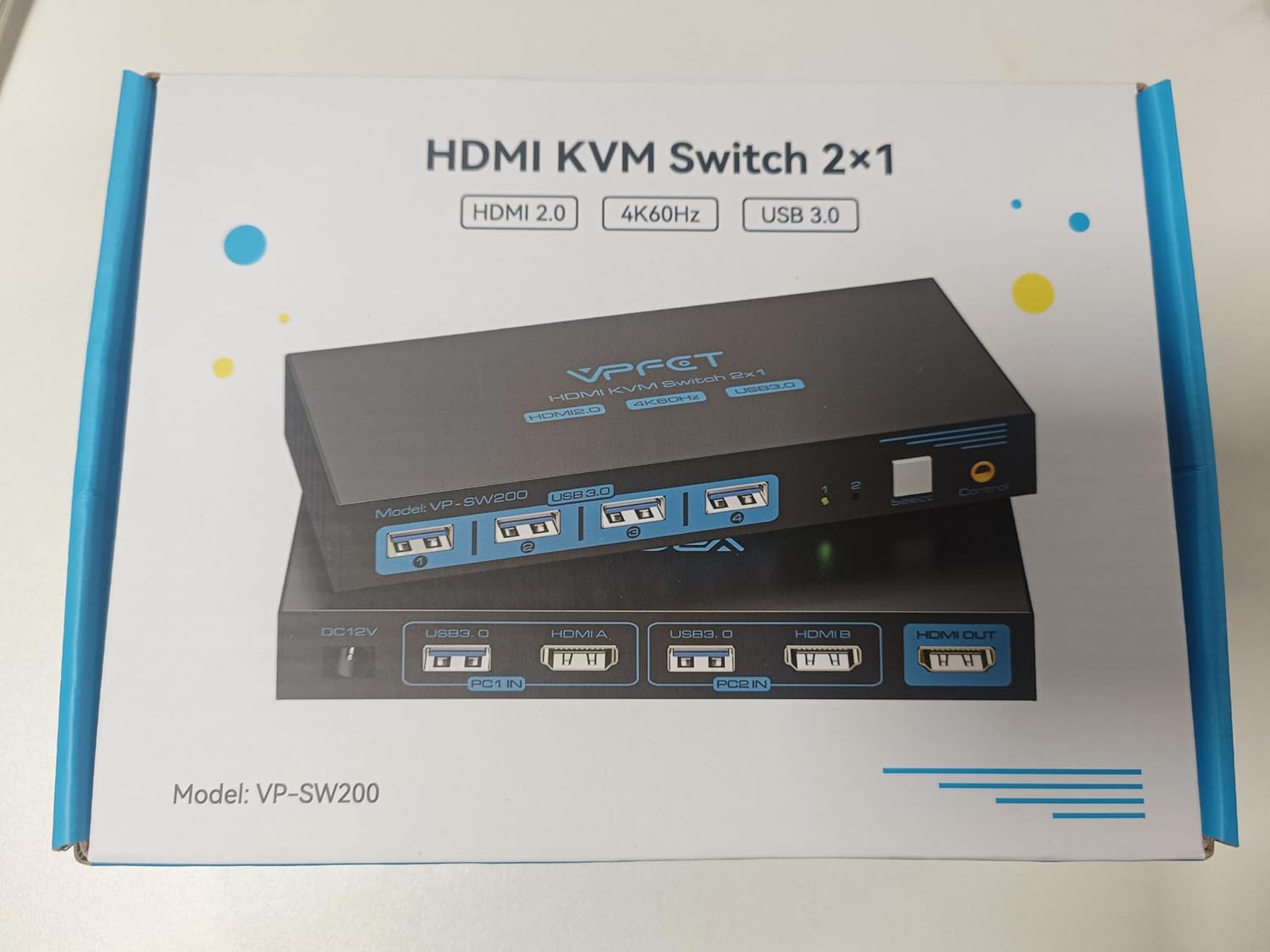 HDMI KVM Switch 2 PC 1 Monitor Support 4K@60Hz USB 3.0 KVM Switches for 2 computers Share 1 Monitor and 4 USB 3.0 devices such as Keyboard Mouse Printer. Power Adapter and Wired Controller Included-7