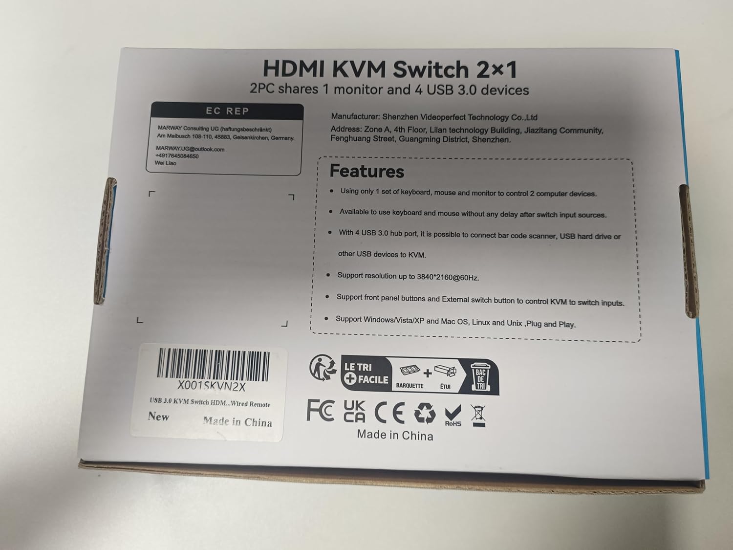 HDMI KVM Switch 2 PC 1 Monitor Support 4K@60Hz USB 3.0 KVM Switches for 2 computers Share 1 Monitor and 4 USB 3.0 devices such as Keyboard Mouse Printer. Power Adapter and Wired Controller Included-8