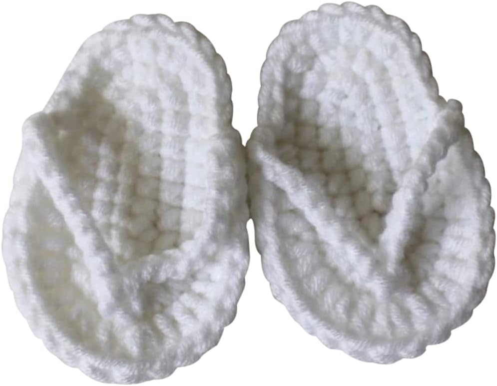 1 Pair Baby Newborn Props Newborn Baby Slippers Baby Photo Props Baby Photography Props Crochet White Children's Shoes Baby Slippers-0