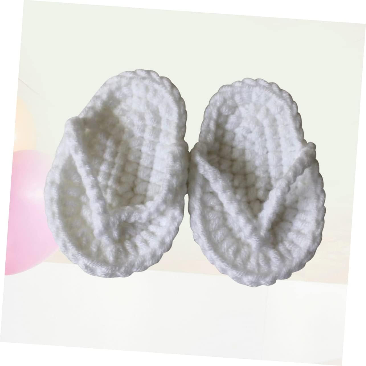 1 Pair Baby Newborn Props Newborn Baby Slippers Baby Photo Props Baby Photography Props Crochet White Children's Shoes Baby Slippers-3