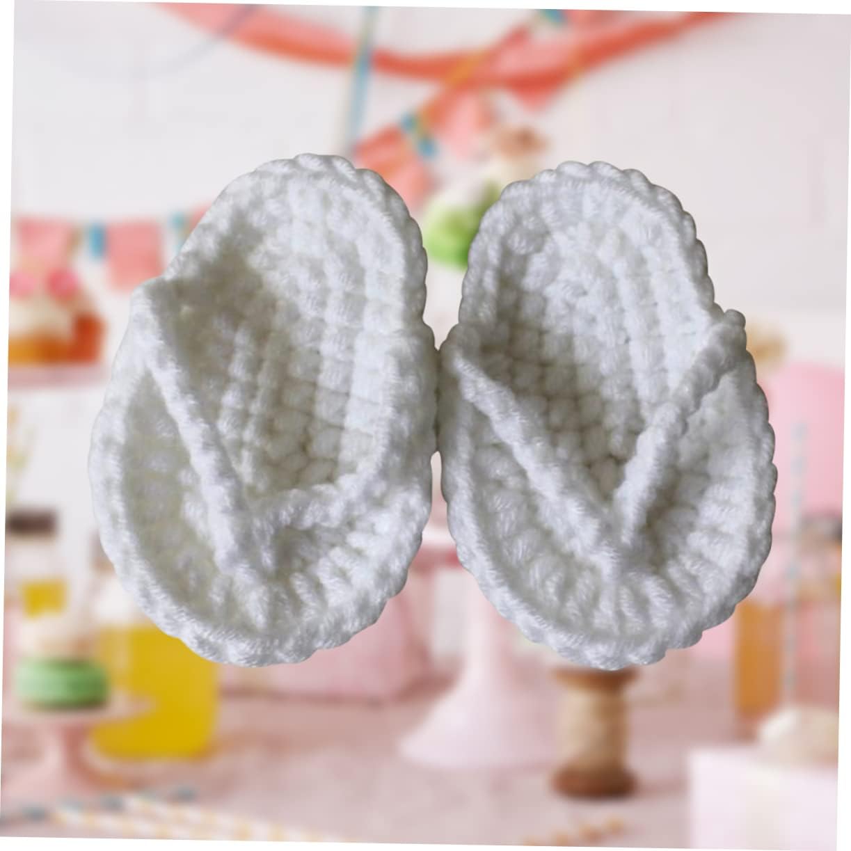 1 Pair Baby Newborn Props Newborn Baby Slippers Baby Photo Props Baby Photography Props Crochet White Children's Shoes Baby Slippers-4