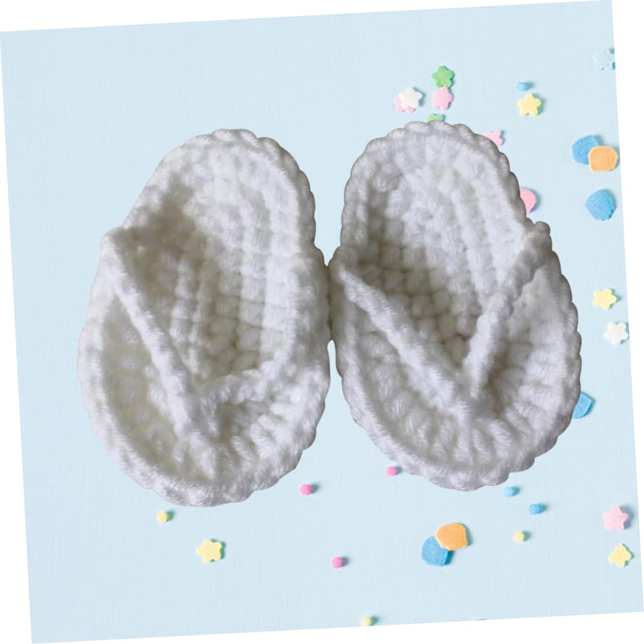 1 Pair Baby Newborn Props Newborn Baby Slippers Baby Photo Props Baby Photography Props Crochet White Children's Shoes Baby Slippers-5