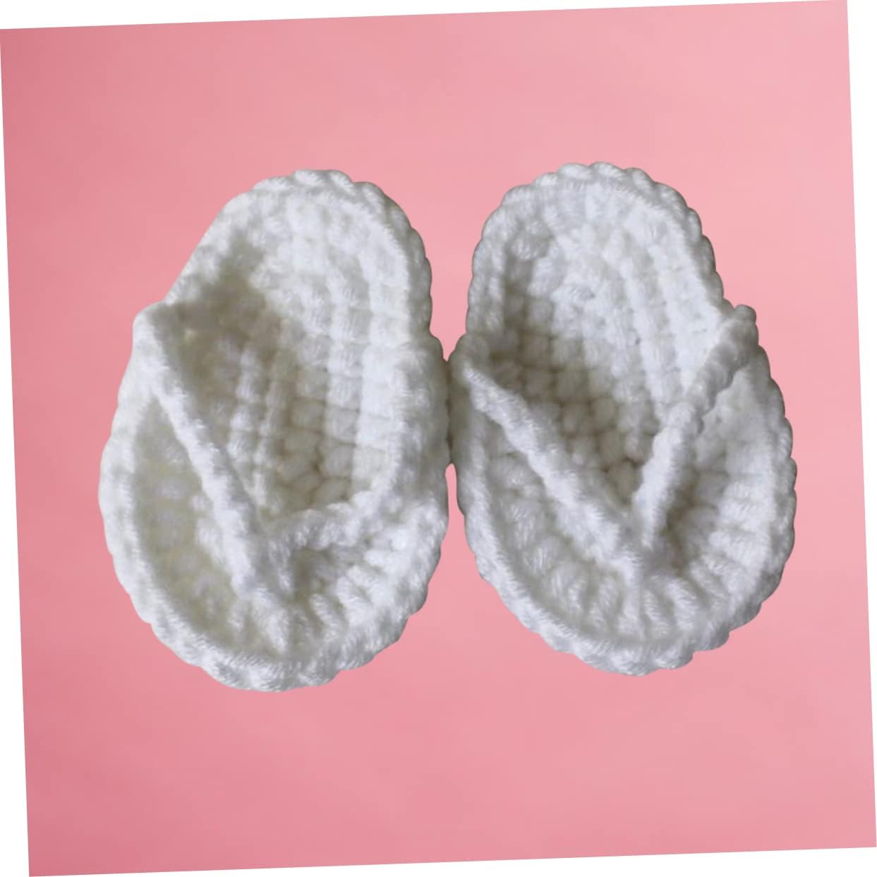 1 Pair Baby Newborn Props Newborn Baby Slippers Baby Photo Props Baby Photography Props Crochet White Children's Shoes Baby Slippers-7