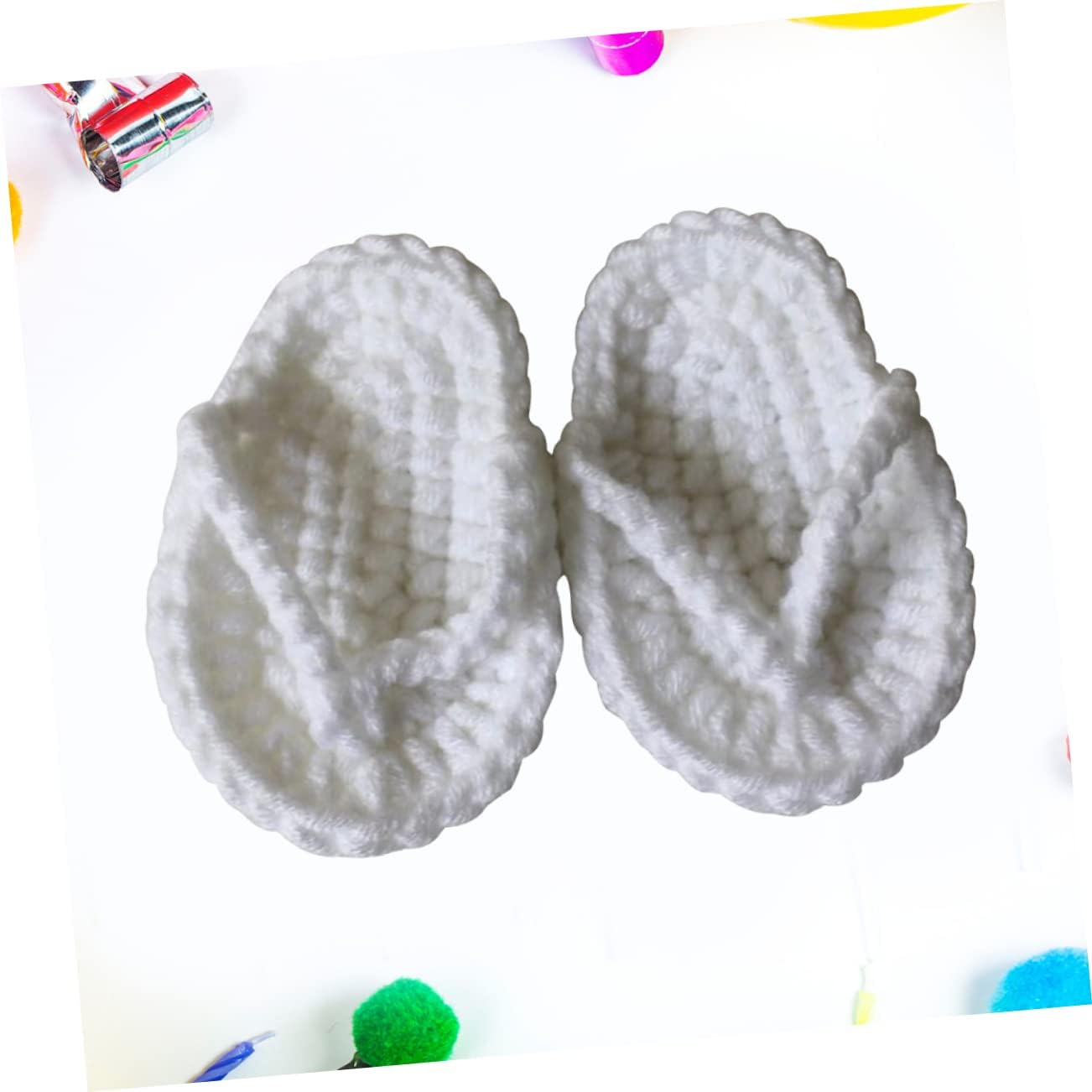 1 Pair Baby Newborn Props Newborn Baby Slippers Baby Photo Props Baby Photography Props Crochet White Children's Shoes Baby Slippers-8