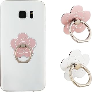 Sibba 2pcs Phone Ring Holder Kickstand Cellphone Flower Finger Ring Grips Stand Metal Universal Accessories Compatible with Smartphone, Mobile Phones, Phone case (Silver, Rose Gold)