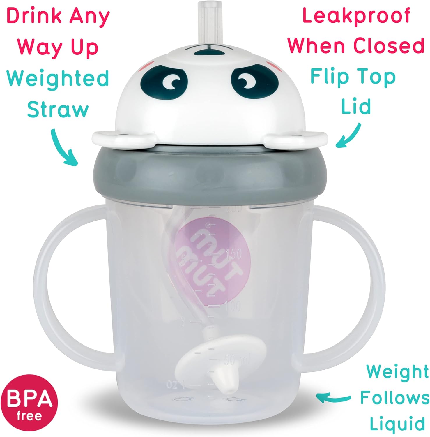 TUM TUM Tippy Up Free Flow Sippy Cup (No Valve), Sippy Cup for Toddlers, 200ml, BPA Free (Pip Panda S3)-1