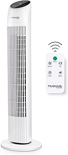 nuovva Electric Quiet Tower Fan – Energy Efficient Electric Fan – Quiet Fans for Bedroom & Office – Oscillating Standing Fan with Remote Control – 33Inch, White