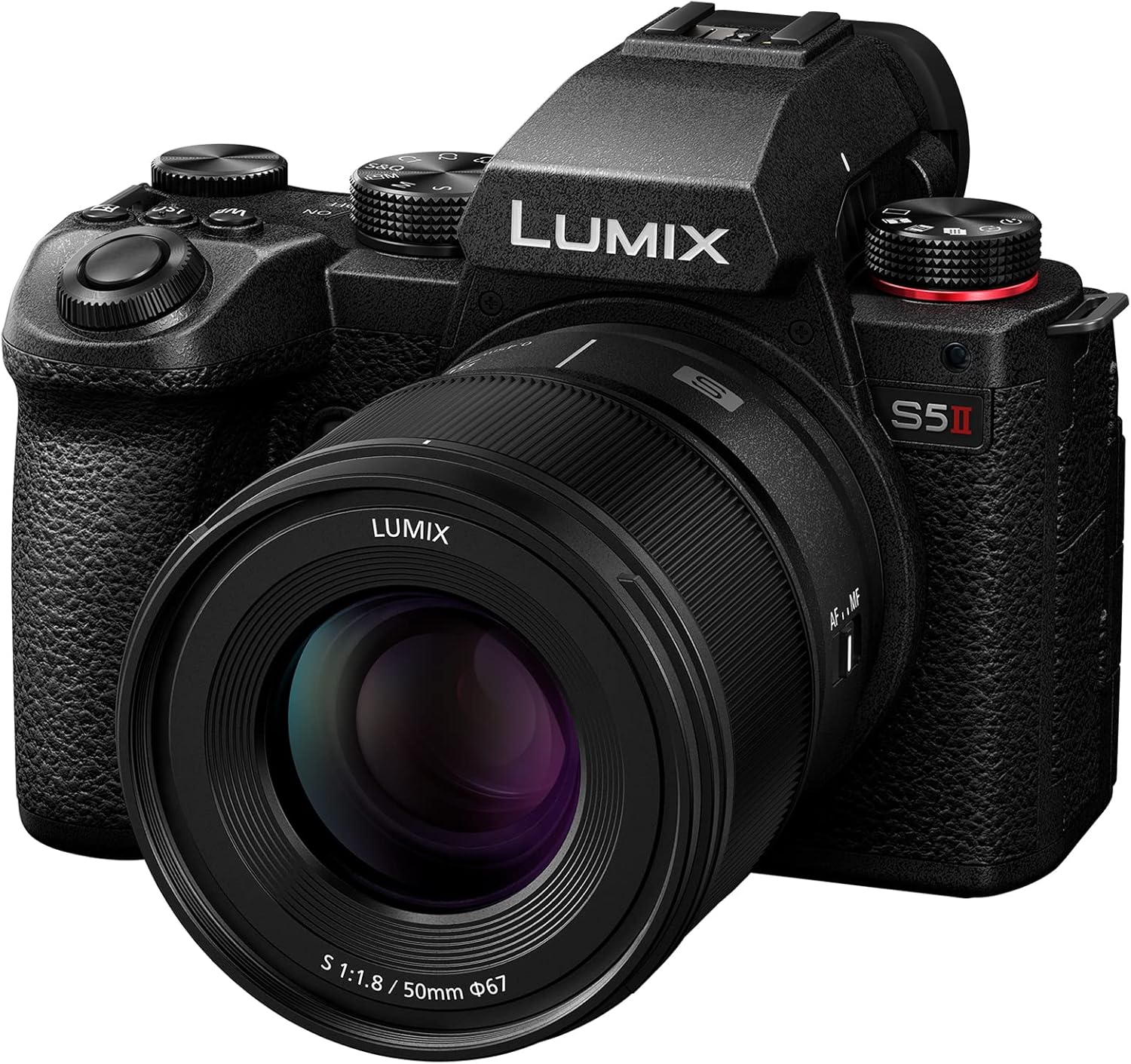 Panasonic LUMIX S5II Full Frame Mirrorless Camera Kit with New Phase Hybrid AF, Active I.S, Unlimited 4:2:2 10-bit recording, 4K 60p and 6K 30p with LUMIX 50mm F1.8 L-Mount lens - DC-S5M2CE-0