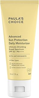 PAULA'S CHOICE Advanced Sun Protection Daily Moisturiser SPF 50 | PA++++ | SPF 50 Face Moisturizer | No White Cast Sunscreen | Dewy & Healthy Glow | with Antioxidants | Normal to Dry Skin | 60 ml