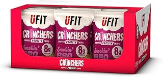 UFIT Crunchers Popped Chips, High Protein Healthy Crisps - Smokin' BBQ Flavour (Box of 18 x 35g)