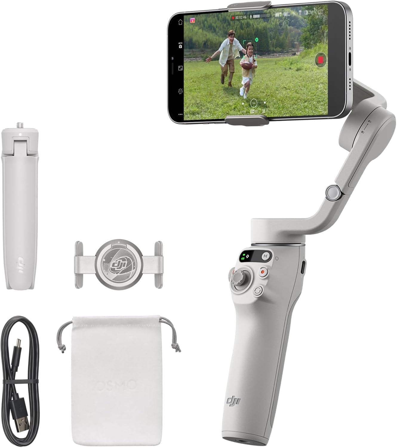 DJI Osmo Mobile 6, 3-Axis Phone Gimbal, Object Tracking, Built-In Extension Rod, Portable and Foldable, Android and iPhone Gimbal, Vlogging Stabilizer, YouTube TikTok Video, Platinum Gray-0