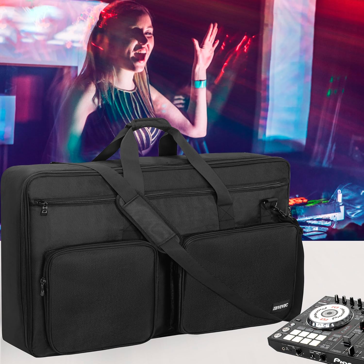 BQKOZFIN Pioneer DJ XDJ-RX3 Controller Carry Bag, DJ Controller Protector Case with Shoulder Straps, Fit for Pioneer XDJ-RX3 /RX2 (Black)-5