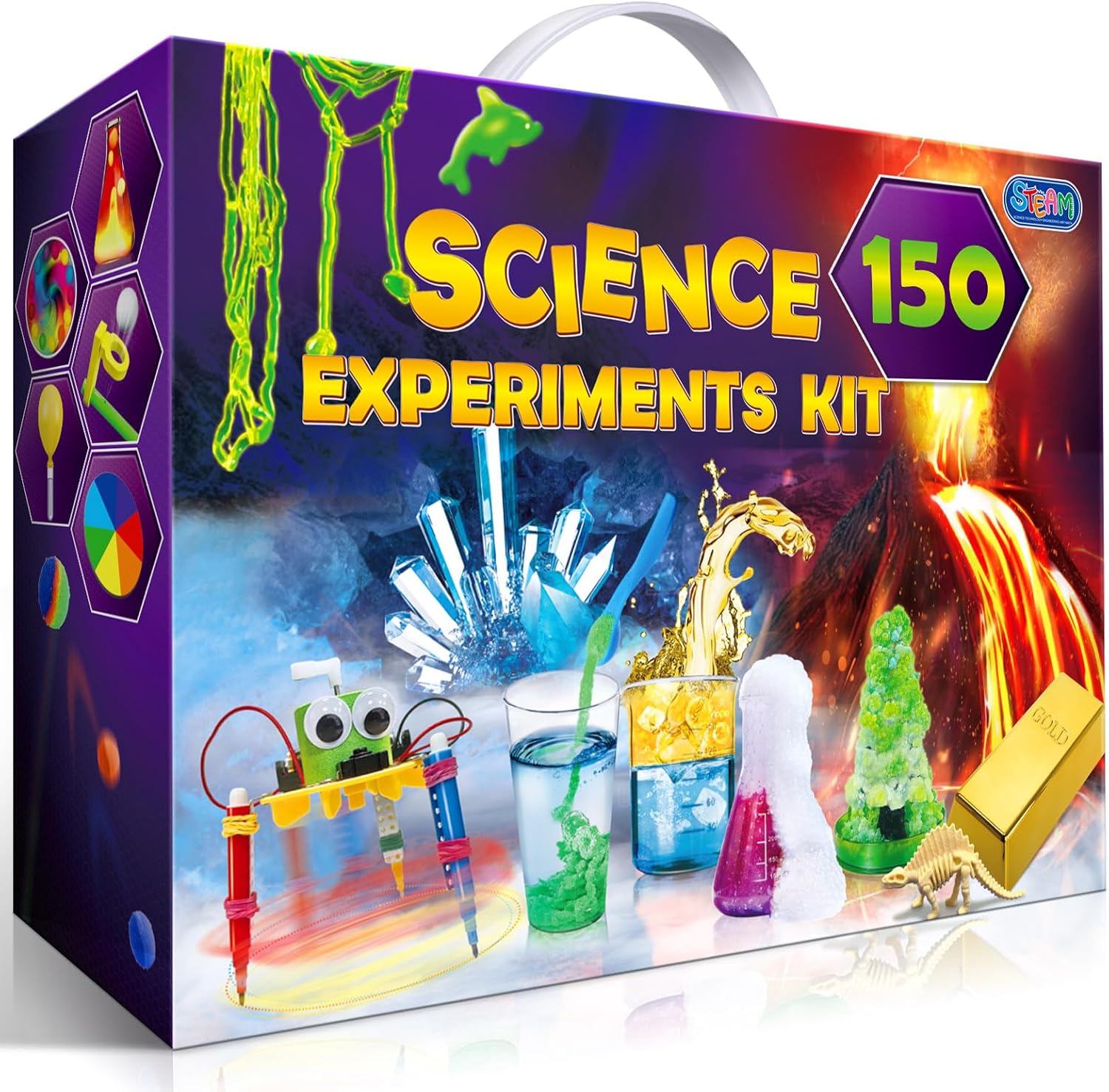 UNGLINGA 150 Experiments Science Kits for Kids, STEM Project Educational Toys for Boys Girls Birthday Gift Ideas, Volcano, Chemistry Scientist Set-0