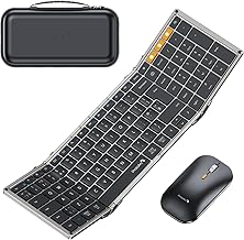 ProtoArc Foldable Keyboard and Mouse, XKM01 Folding Bluetooth Keyboard Mouse Combo for Travel, 2.4G+Dual Bluetooth, Full-Size Rechargeable Portable Keyboard, QWERTY UK Layout