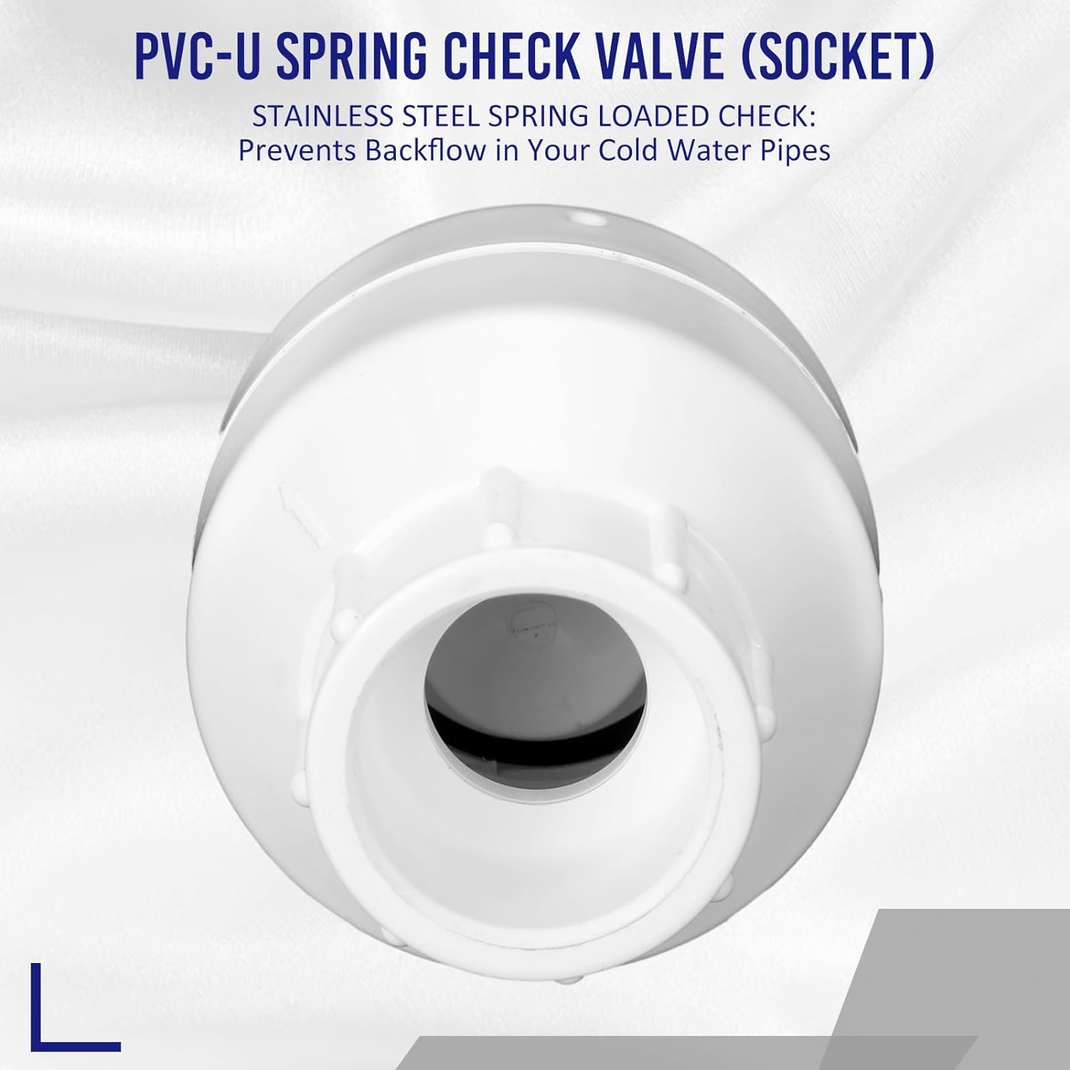 Geetery PVC Inline Check Valve Solvent Connections White Plastic Backflow Preventer Pipe Fittings Check Socket Schedule (2 Pcs, 1 Inch)-2